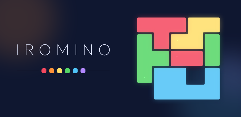 Iromino — a completed puzzle with interlocking red, yellow, green and blue regions